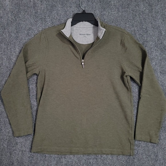 Mizzen+Main Sweater‎ Men's Small Green Quarter 1/4 Zip Classic Pullover Golf - Picture 1 of 9